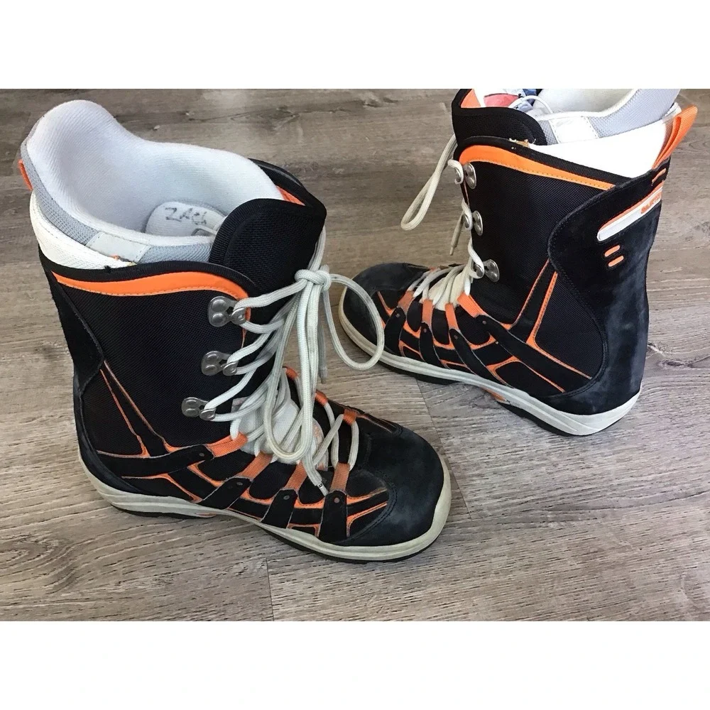 Burton Moto Men's Snowboard Boots USA Size 8.5 Gray Orange Lace Up